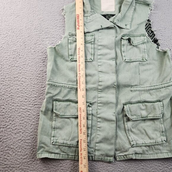 O'Neill Vest Womens Medium Utility Cargo Distress Boho Aztec Chore Jacket Shirt - Picture 4 of 6